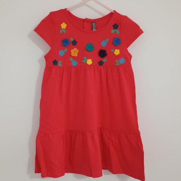 NWT Losan red dress with front flower applique - Picture 1 of 3